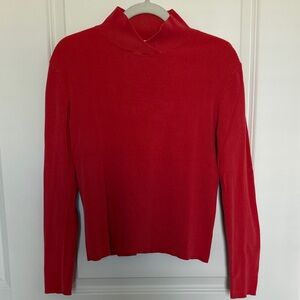 Vintage Coldwater Creek silk blend Red Ribbed Mock Neck Sweater